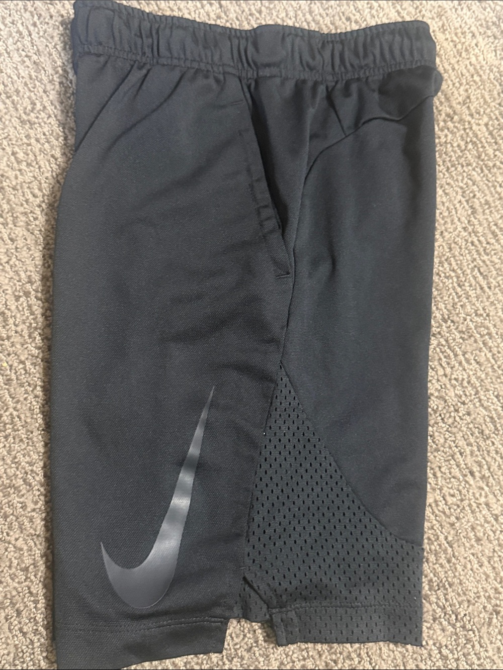 Nike Black Athletic Shorts with Glossy Swoosh